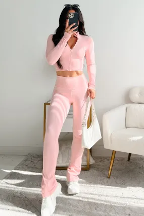 Curvy Confidence High Rise Flare Legging (Pink) Smart Casual