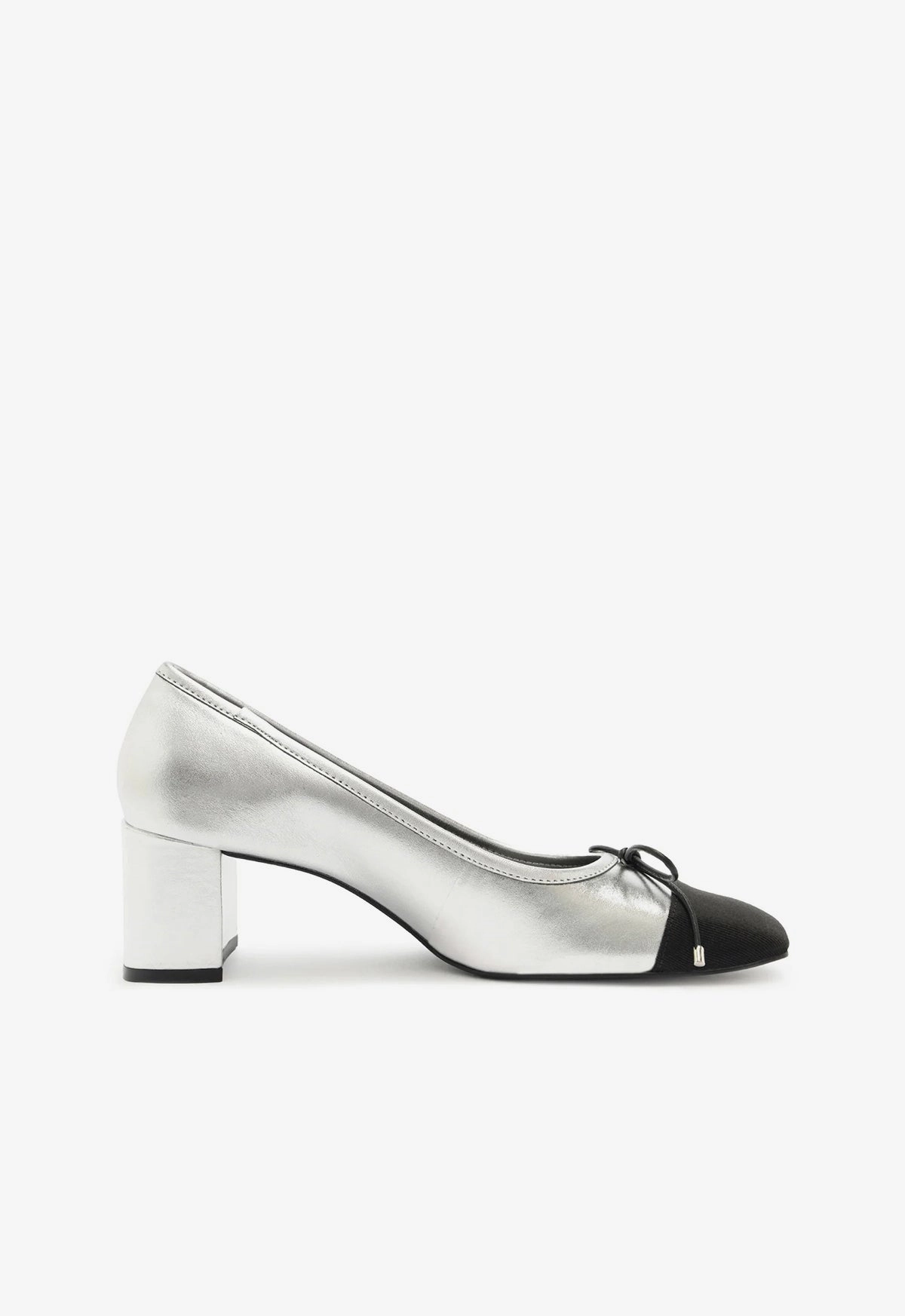 Arissa Block Metallic Leather Pump slow walk