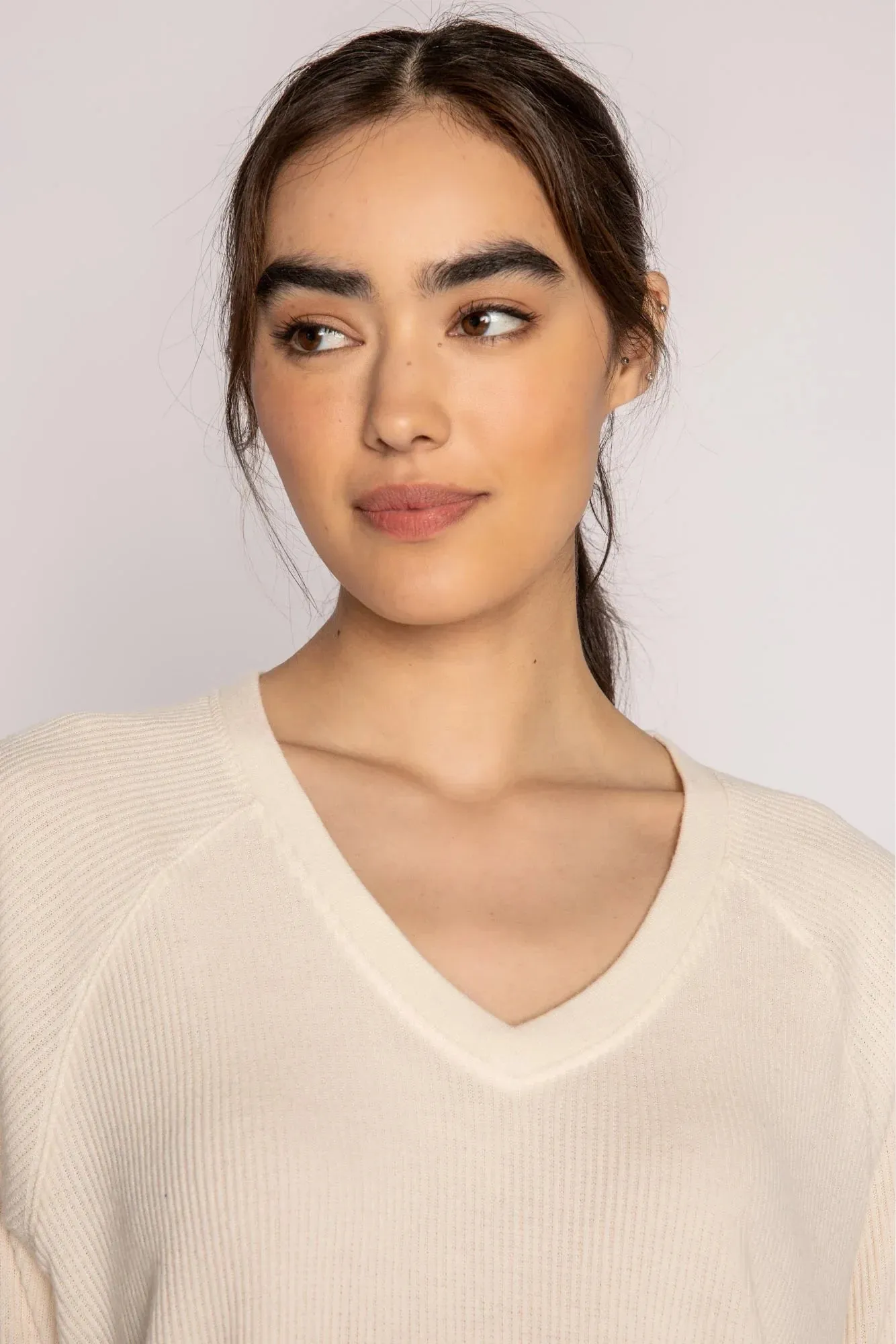 Textured Essentials Long Sleeve Top Interlock Stitching ReflectiveAccents