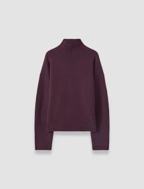 Flexible Waistband Luxe Cashmere High Neck Jumper