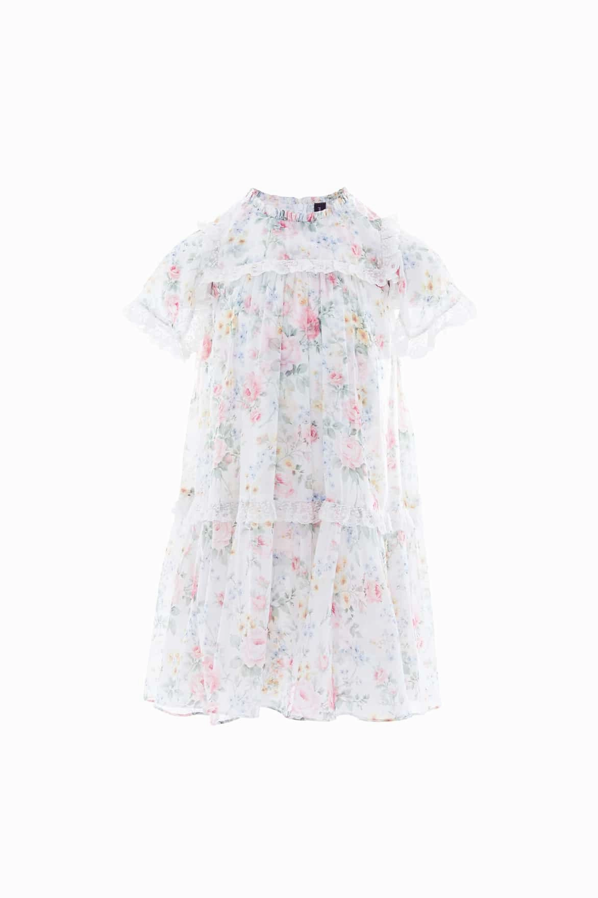 Multi Way Adjustable Fit Pompadour Garden Chiffon Lace Kids Dress