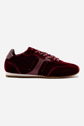 Stella Sneaker In Wine Velvet Abrasion Resistant Heel