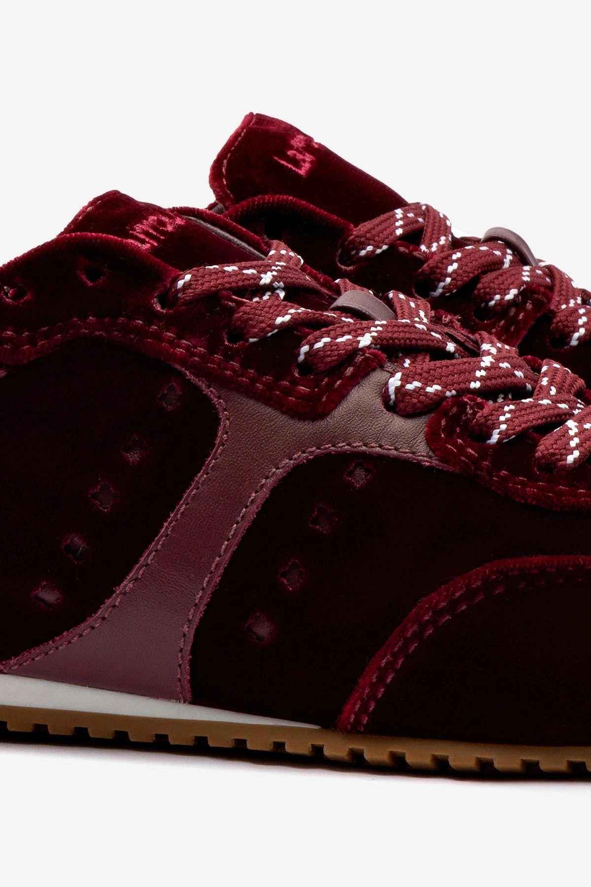 Couple Pair Stella Sneaker In Wine Velvet