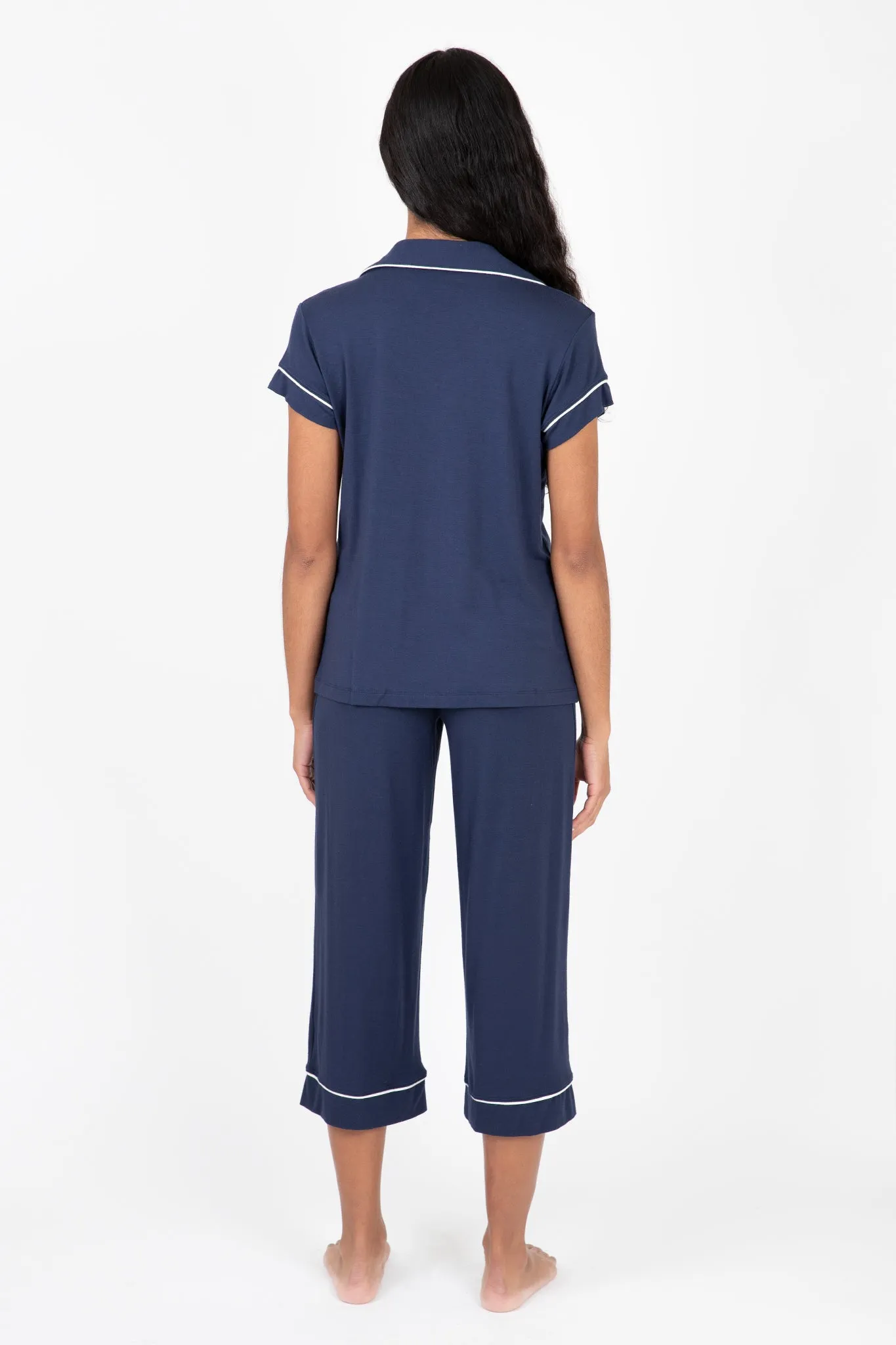 Gisele TENCEL Modal Short Sleeve Cropped PJ Set Bonded Seam Construction Durable Reinforced Hem