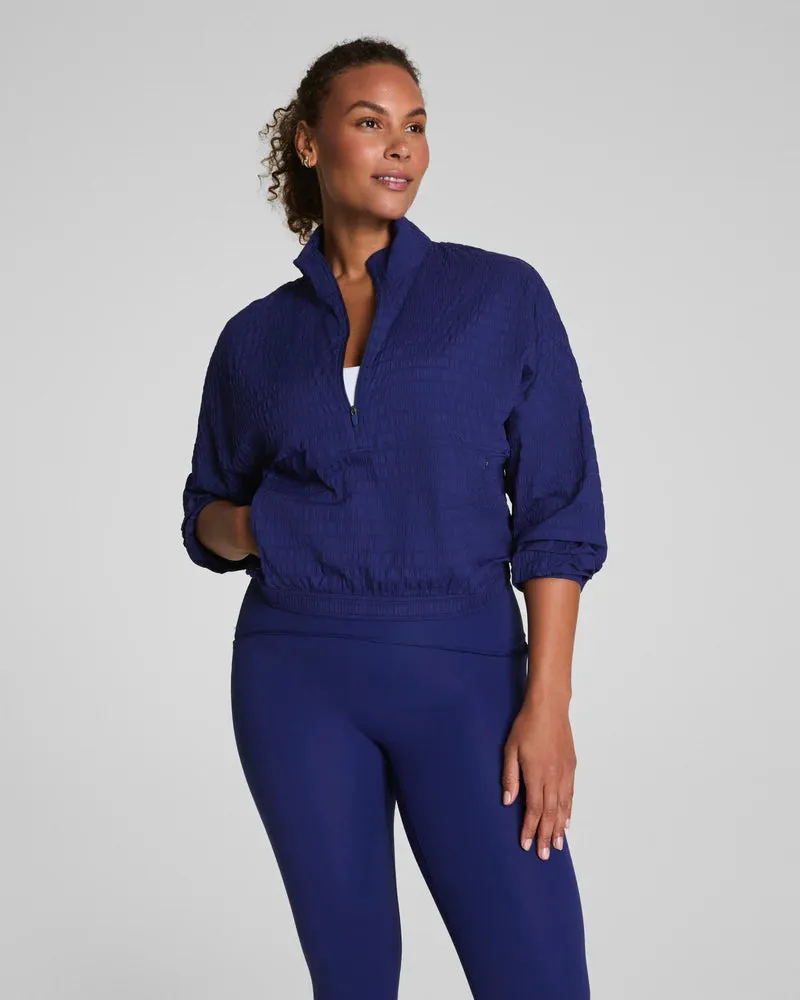 SPANX Get Moving Textured Half Zip in Midnight Iris CompressionTechnology