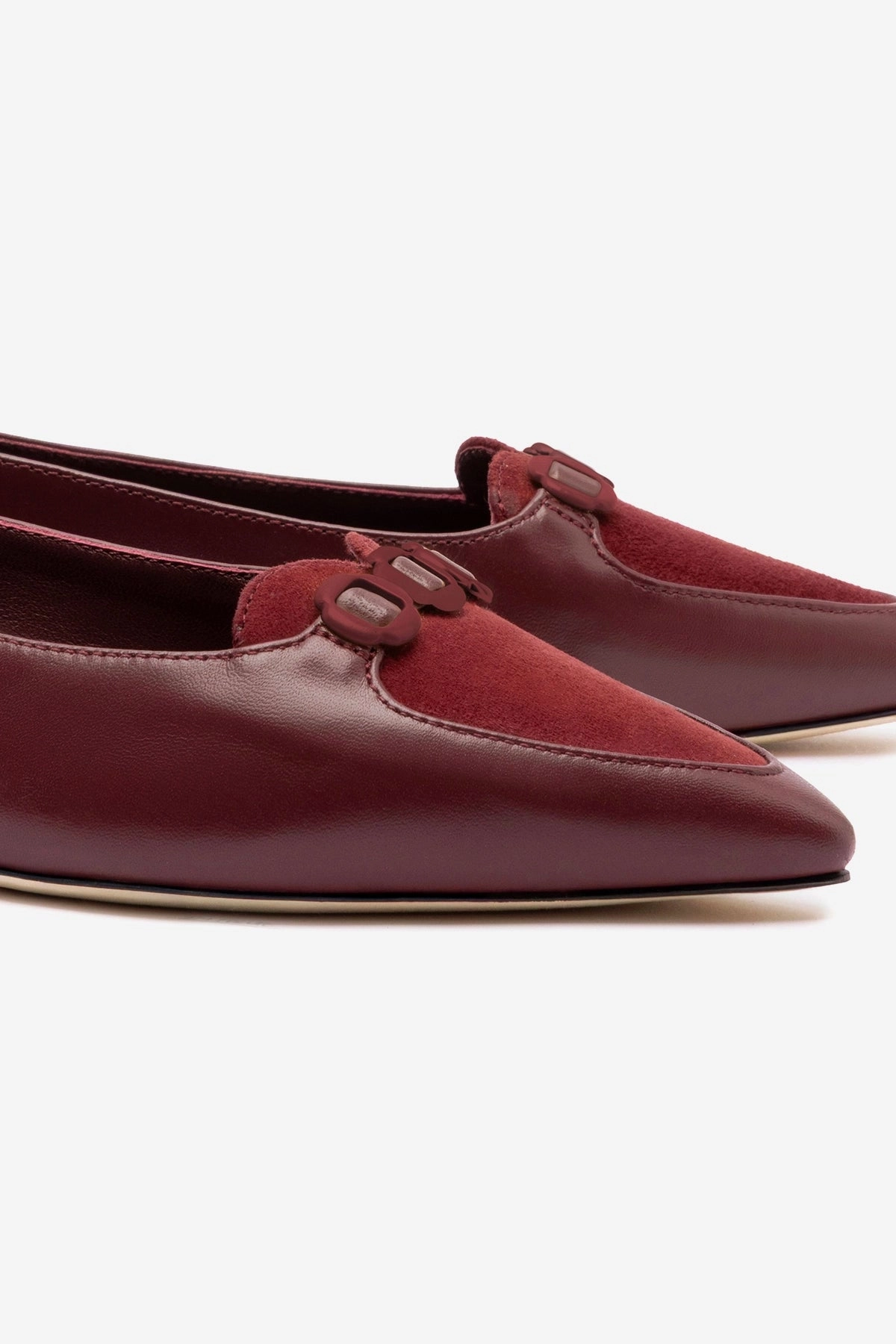 Audrey Flat In Burgundy Leather Cotton Touch