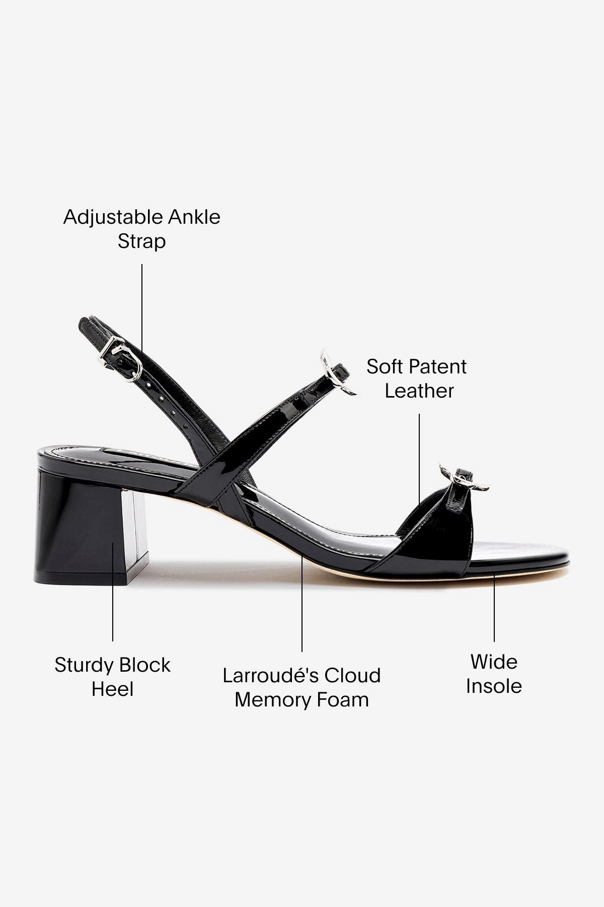 Tinx Block In Black Patent Leather Proprietary Cushion System