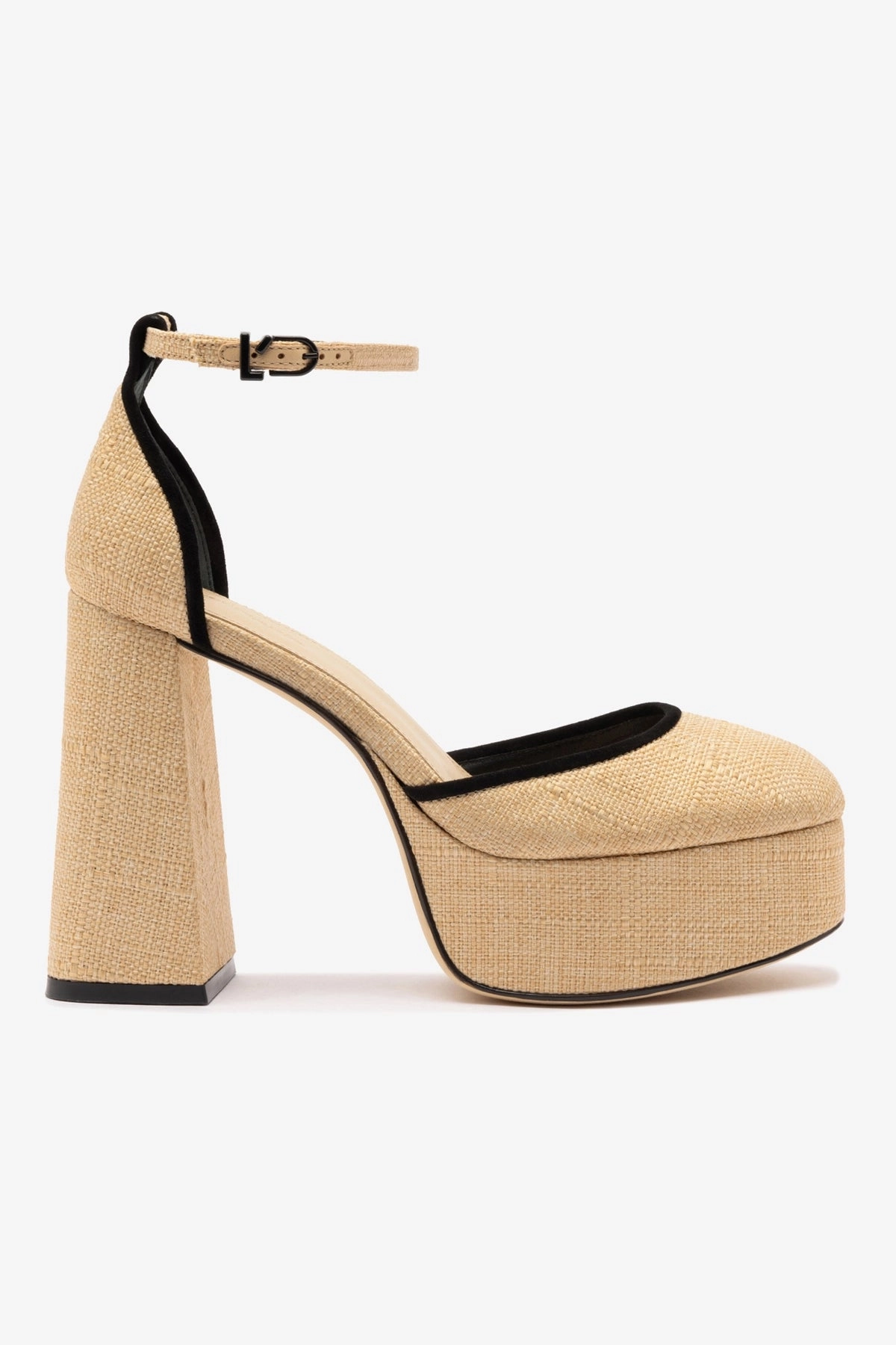 Grip Hold Casual Move Ari Pump In Beige Raffia and Black Trimming