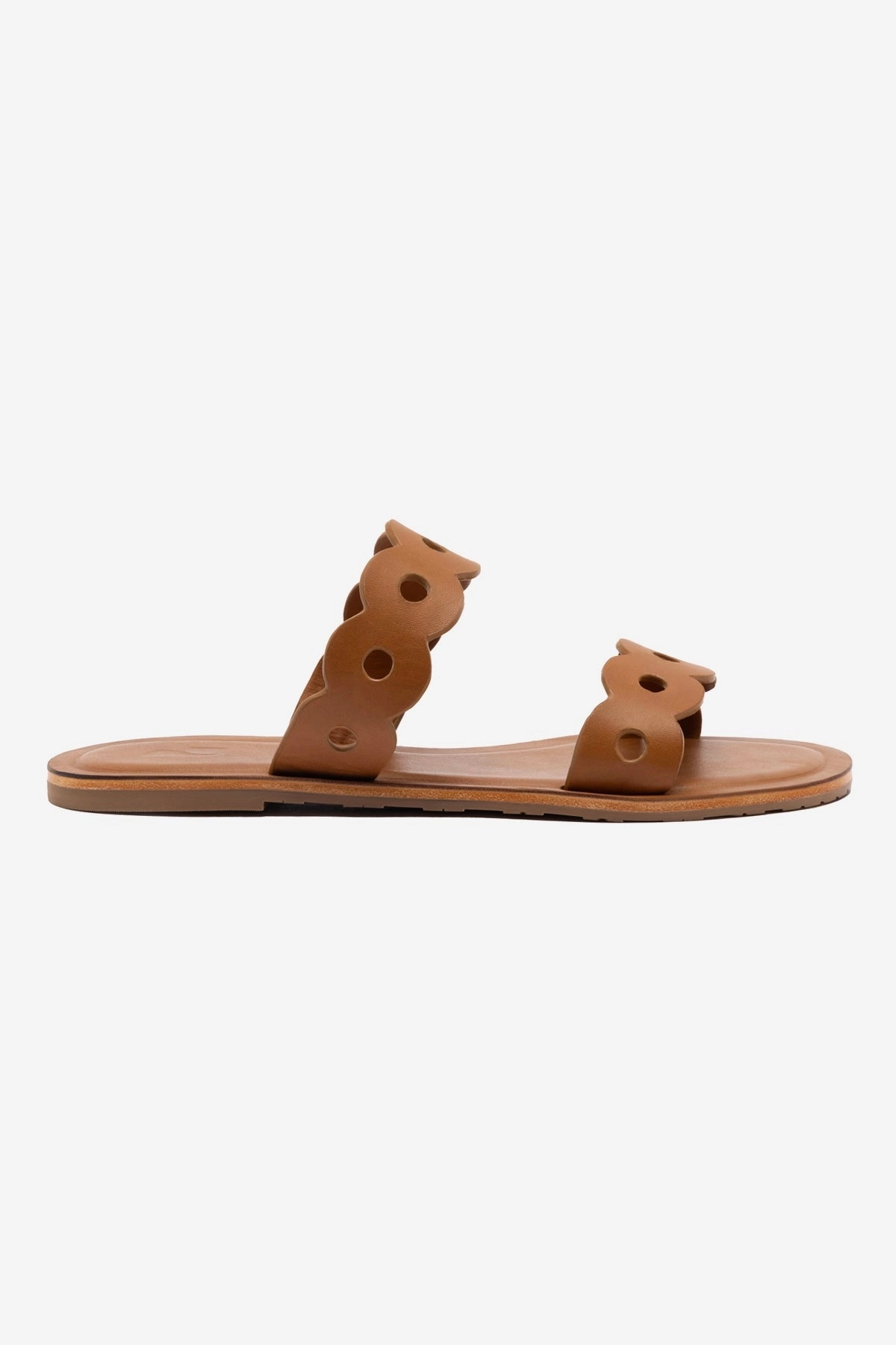 Florence Flat Mule In Light Caramel Leather Virtual Step Comfort Curve