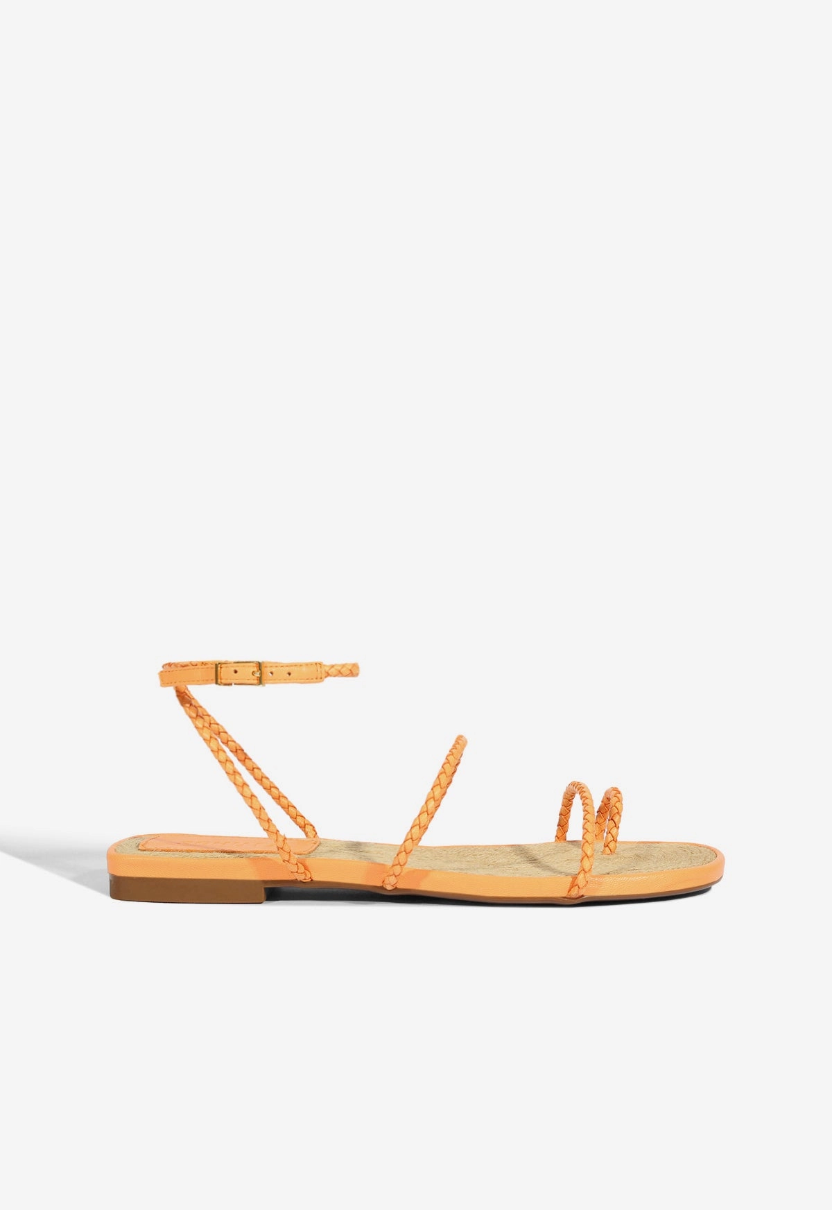Strap Mode Kaya Orange Leather Flat Sandal