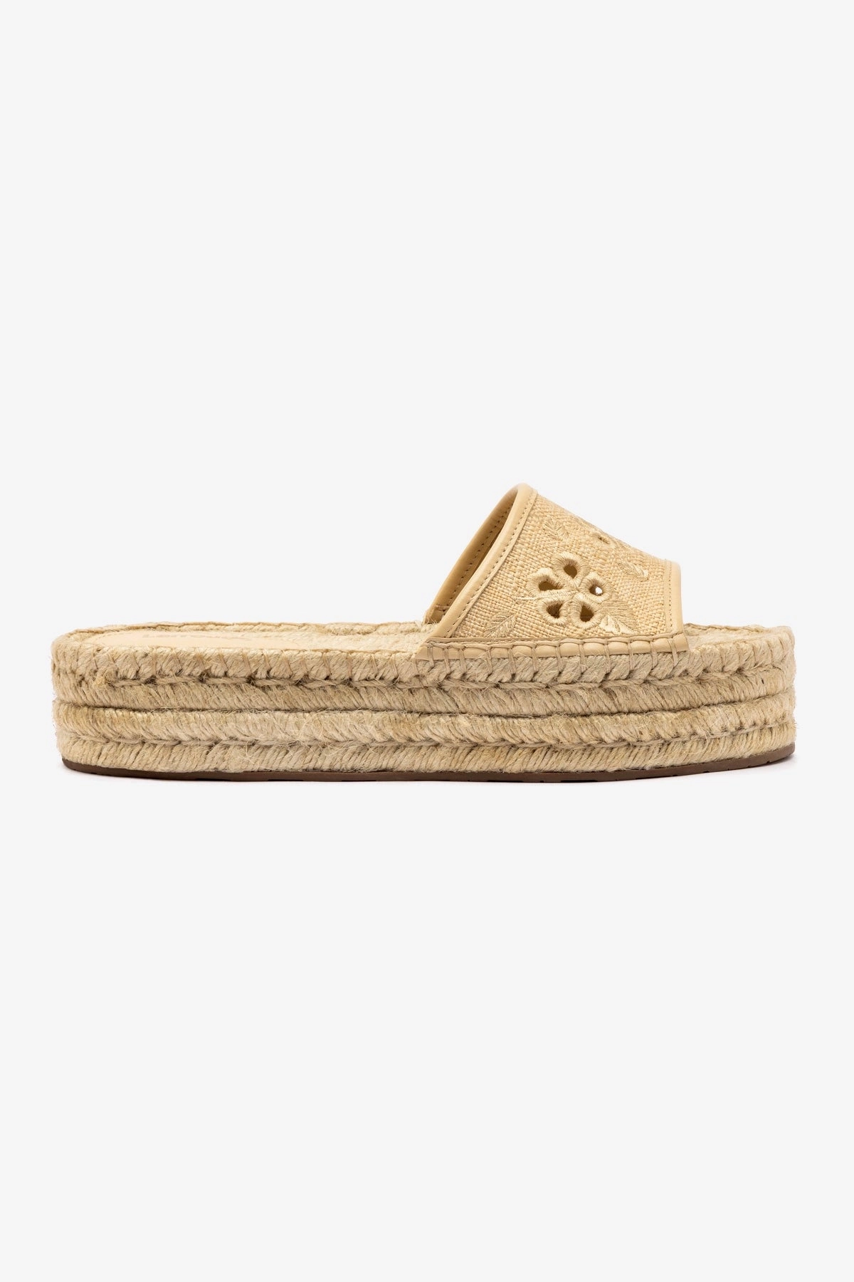 Letizia Espadrille Flatform In Beige Raffia and Hibiscus Broderie photo shoot Party Mood
