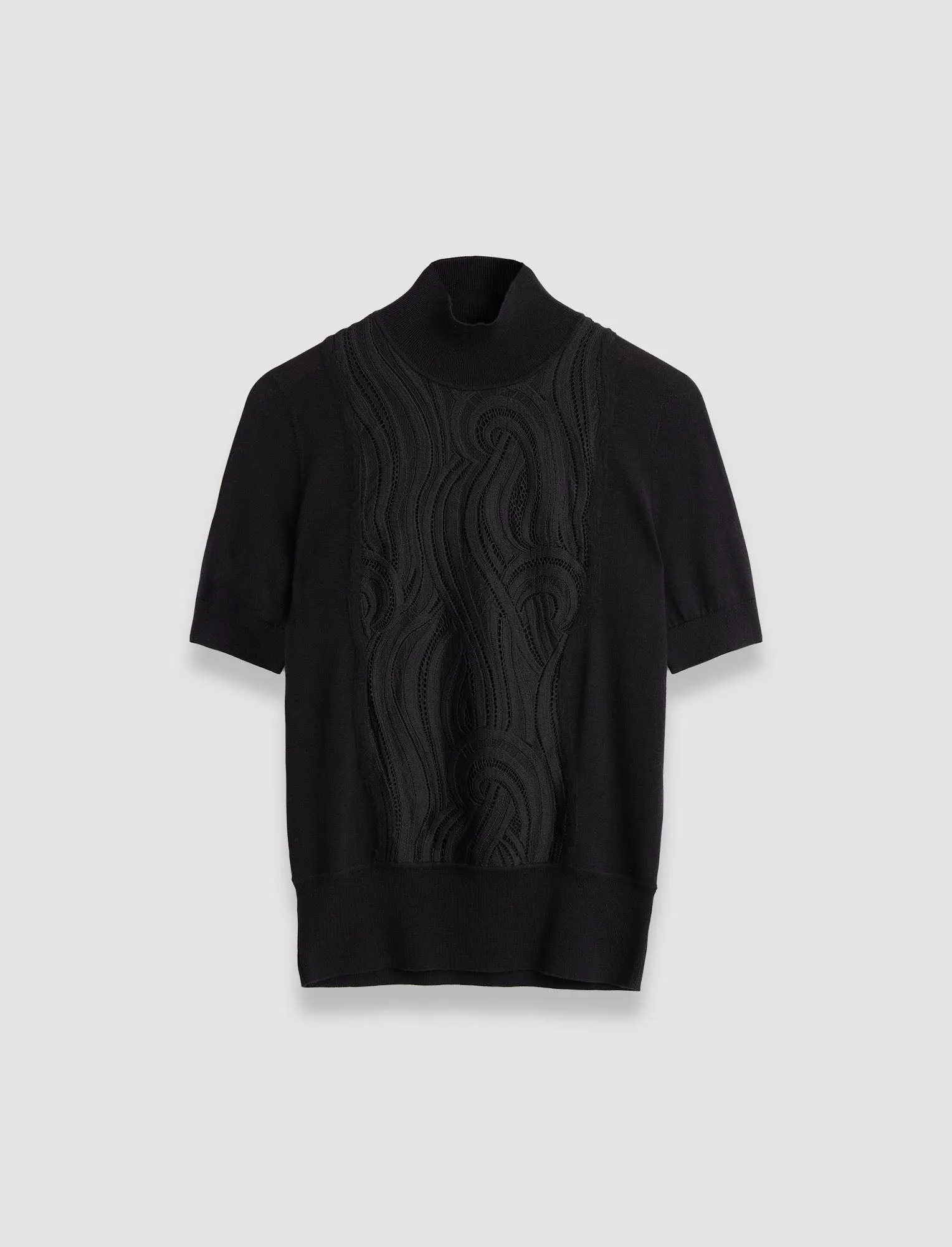 Lace Knit Mock Neck Top Cold Ready