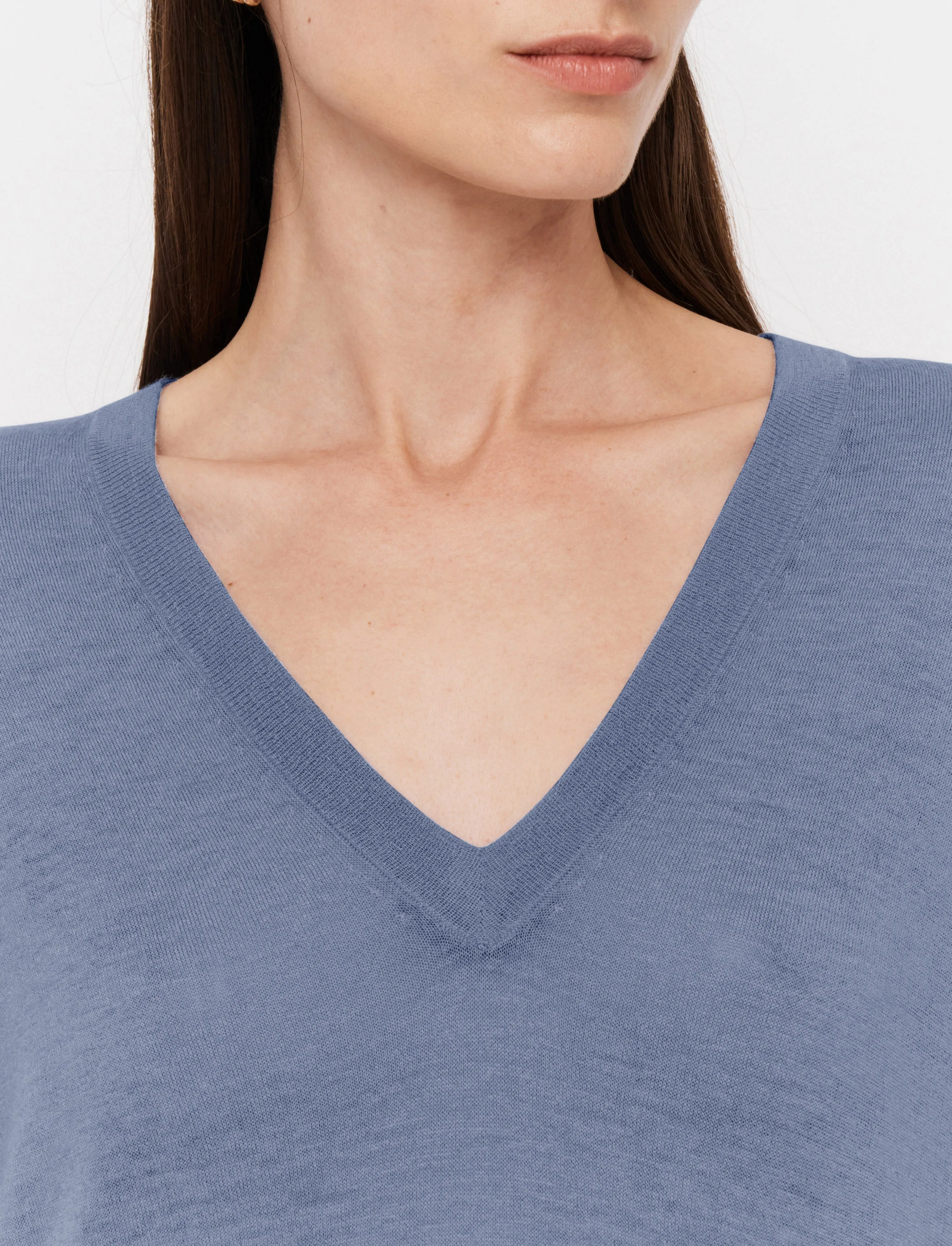 Non Irritating Edging Cashair V Neck Jumper