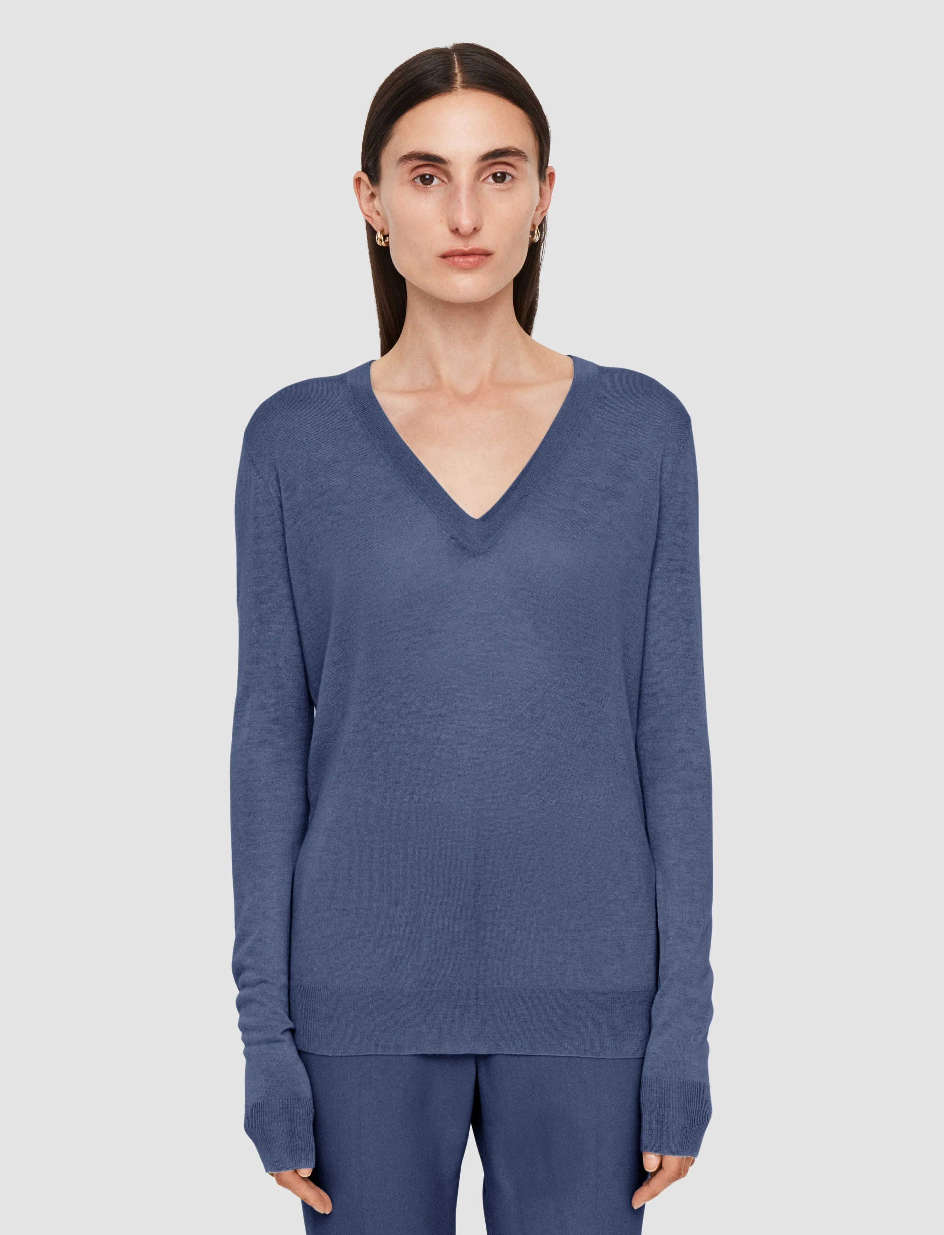 Layered Stitch Details Cashair V Neck Jumper