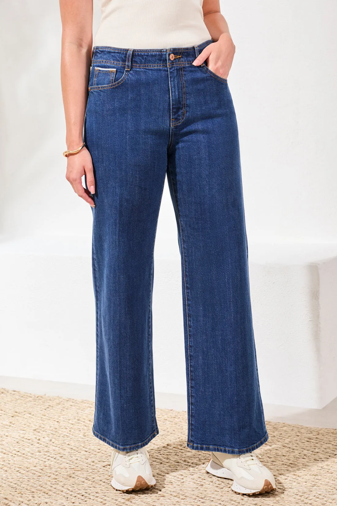 Tribal Brooke Wide Denim Trouser Jeans in Blue Dream Modern Minimalist Urban Explorer Plain Comfort