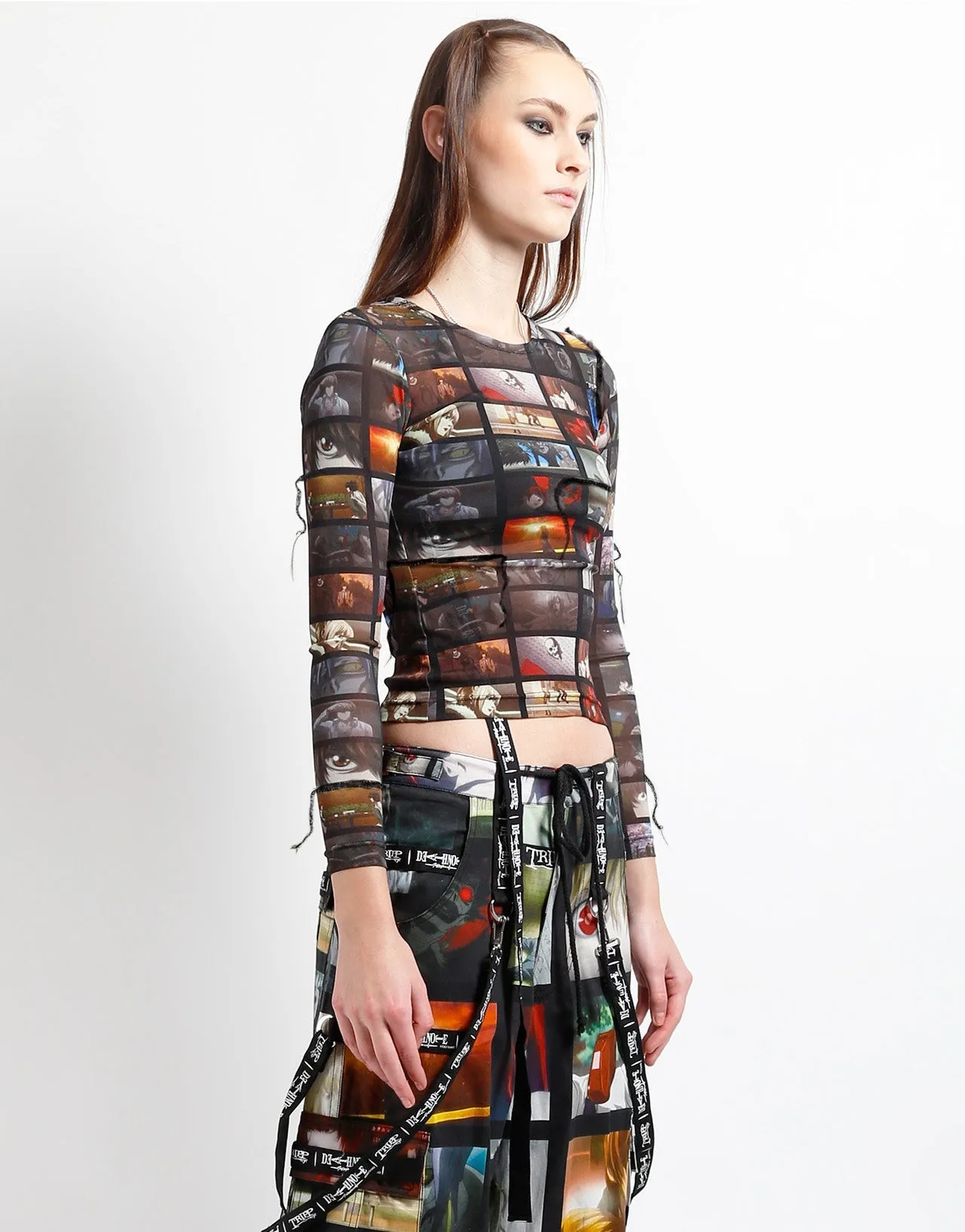 Quick Dry Fabric TRIPP NYC X DEATH NOTE SCREEN L/S MESH TOP