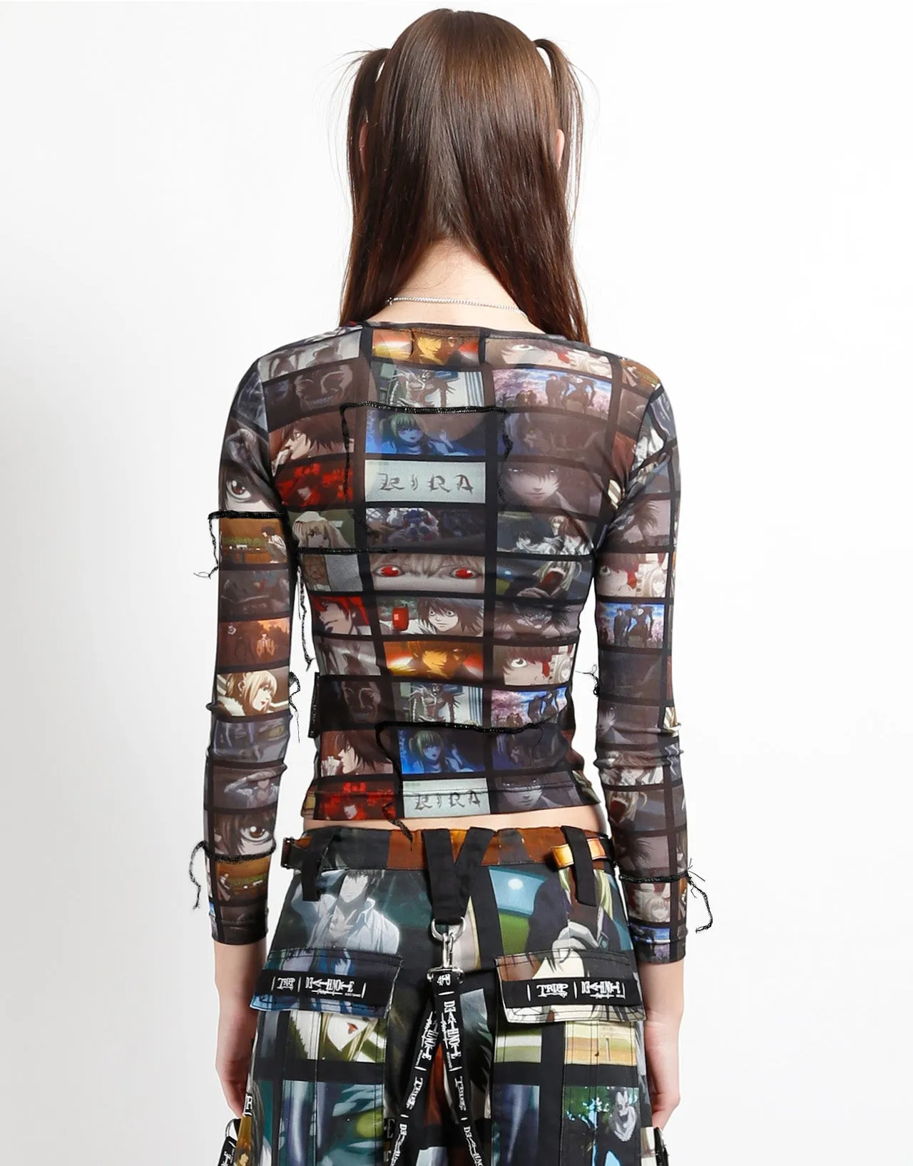 NonIrritating Stitching Cozy Sweater TRIPP NYC X DEATH NOTE SCREEN L/S MESH TOP