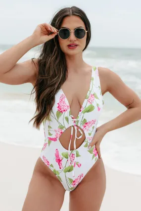 Tropicanal Cutie Cut-Out Floral One Piece Swimsuit (White Floral) Summer Life