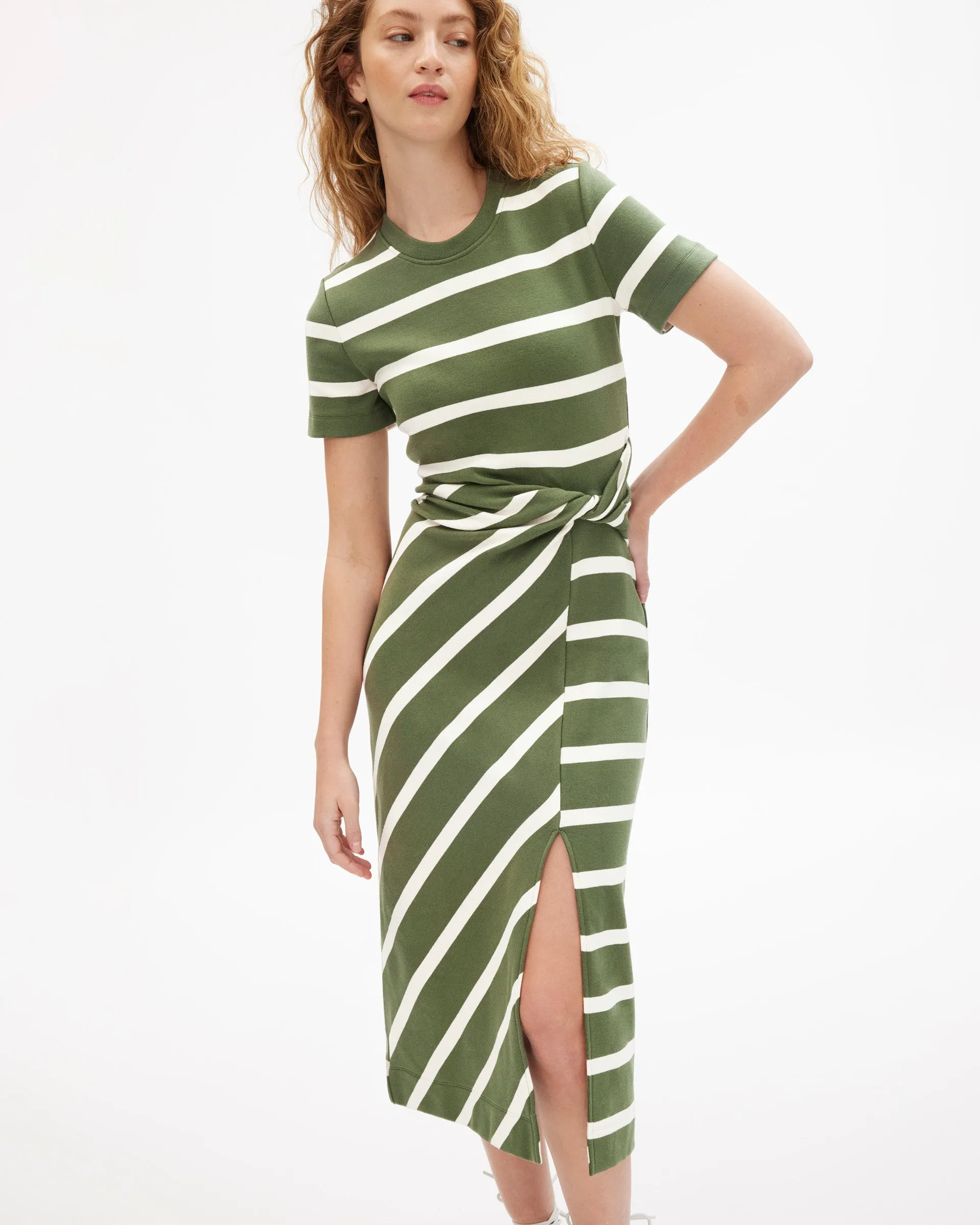 Short Sleeve Striped Cody Dress Seasonal Fit Essential Drape