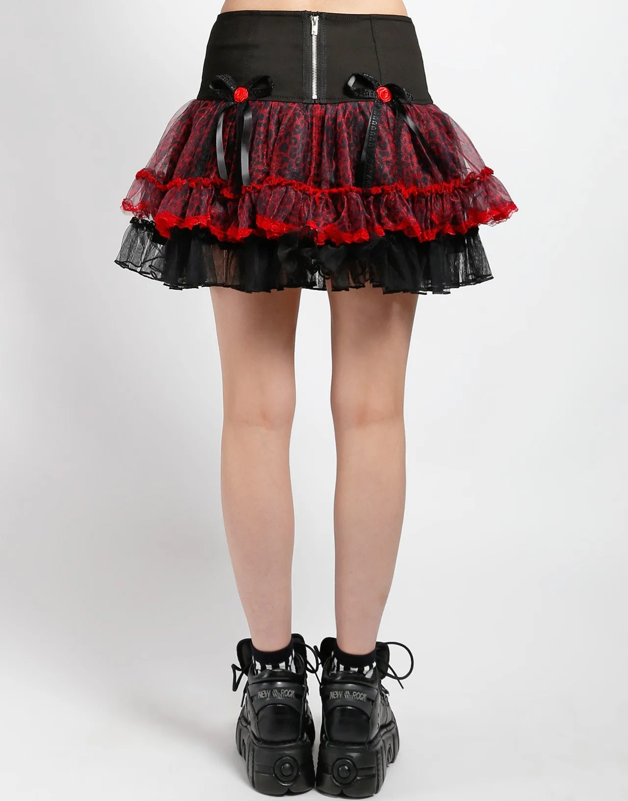 Multipurpose Design Perfect Stretch TUTU SKIRT RED LEOPARD