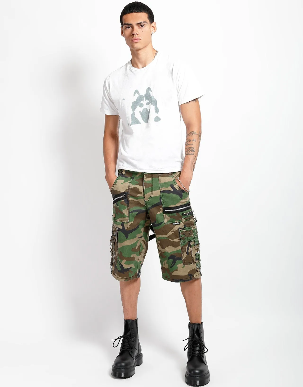 Chafe Free Hypoallergenic fabric PUNK SHORT GREEN CAMO
