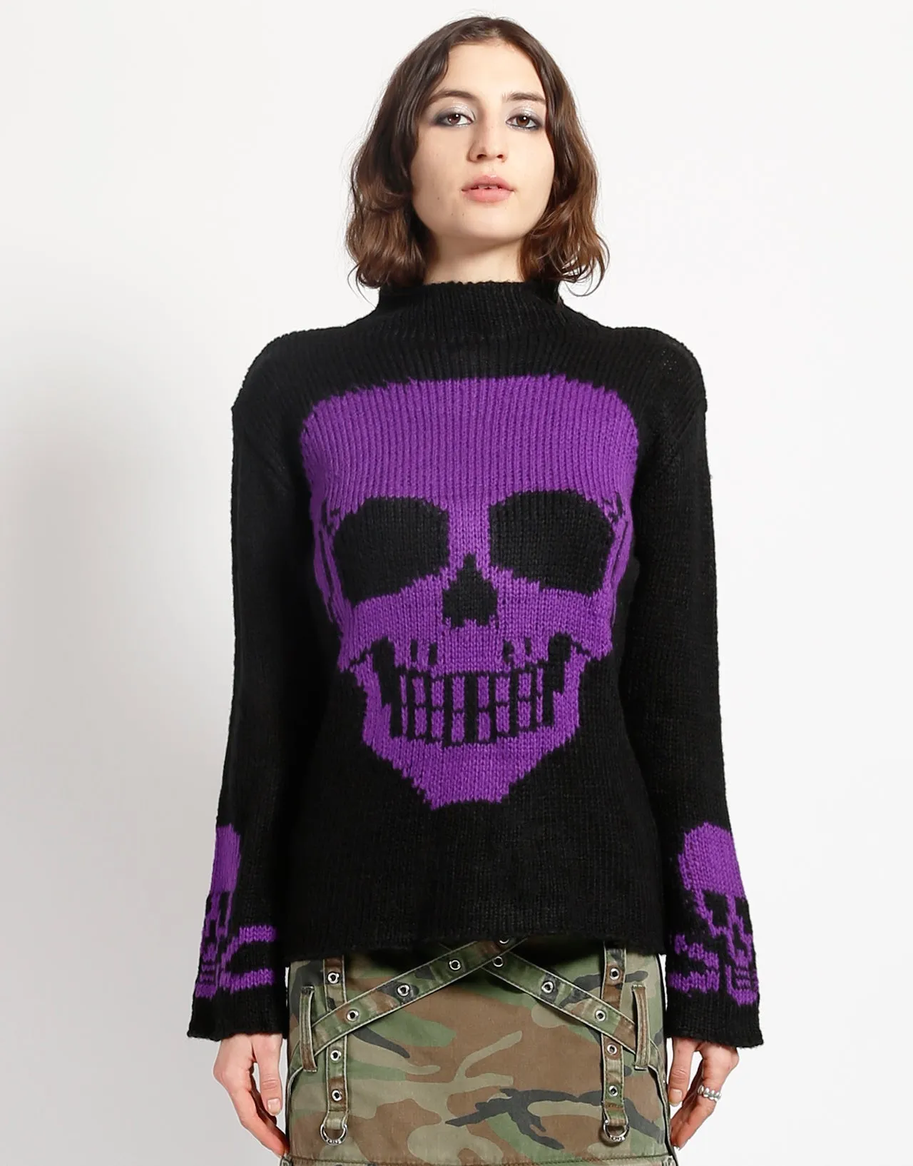 Breathable Microfiber SKULL SWEATER PURPLE SKULL