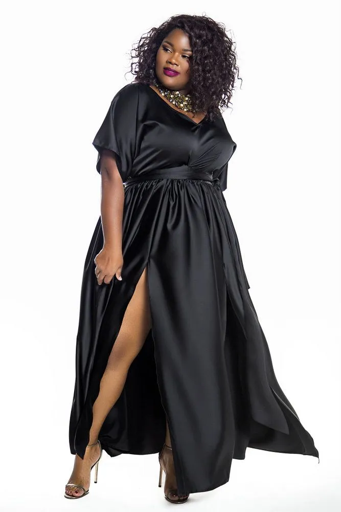 Black Bat Sleeved Maxi Dress- JIBRI AbrasionResistant Edging