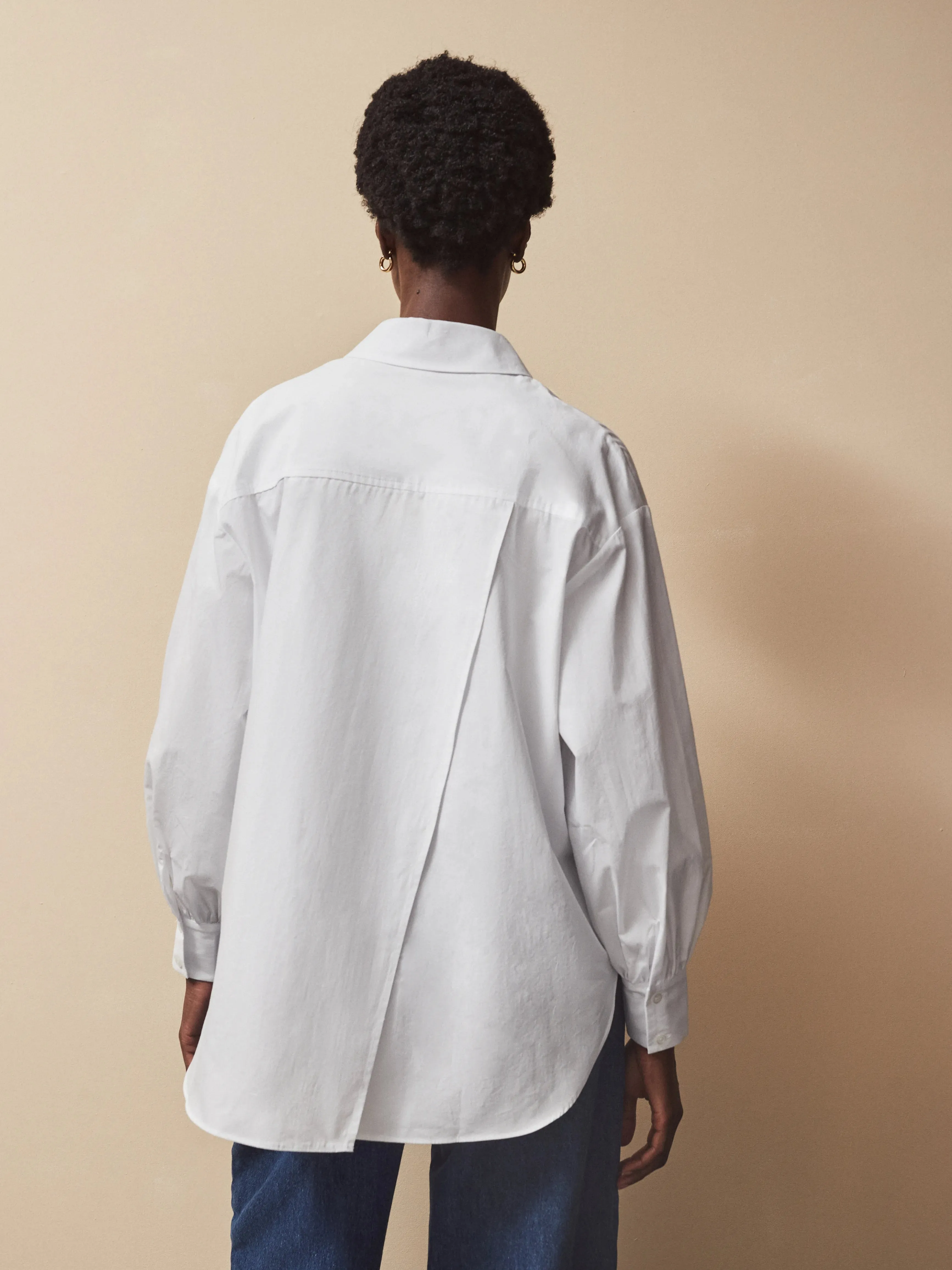White Poplin Split Back Shirt AdaptiveFitFabric