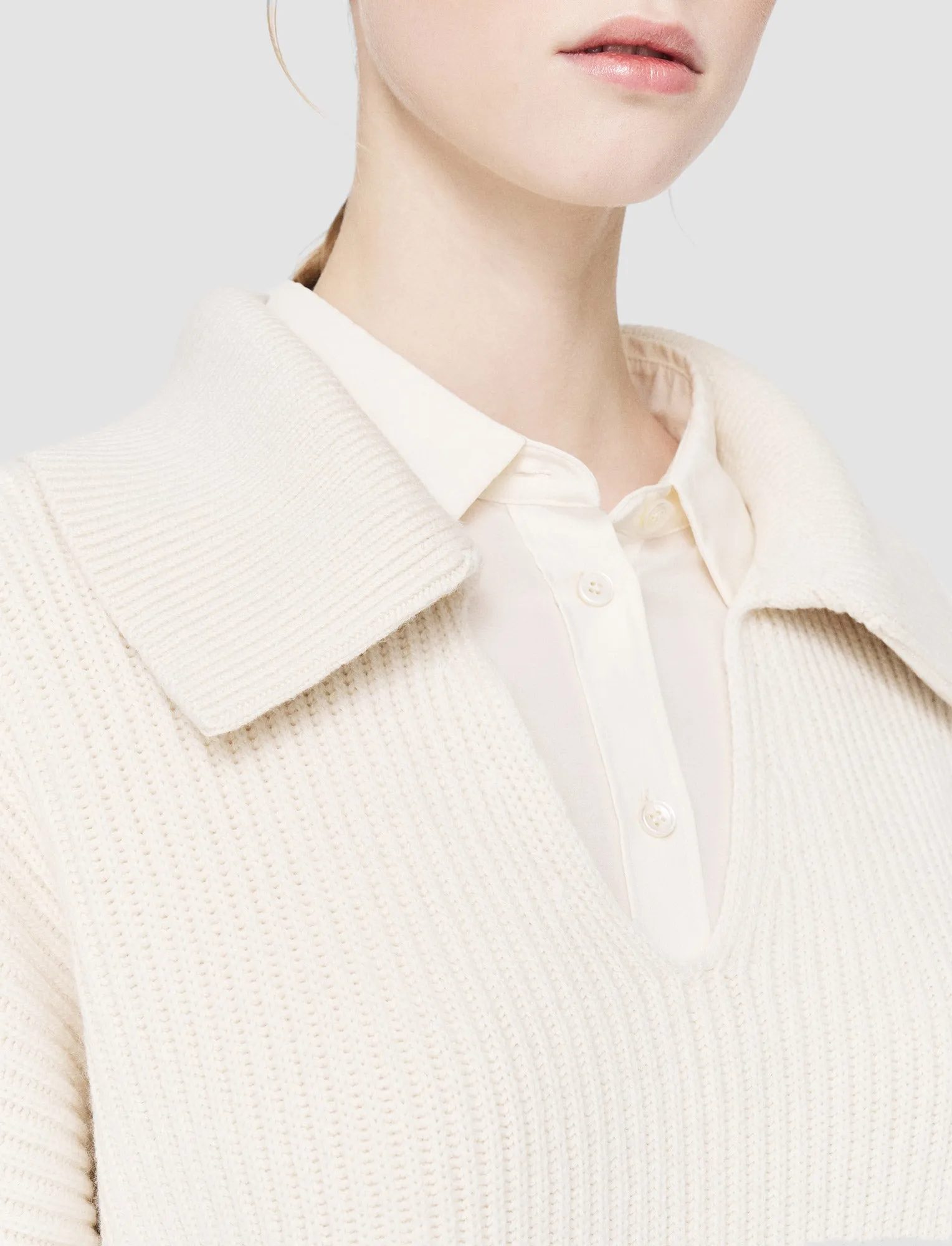 Urban Layer Subtle Details Light Cardigan Stitch Open Neck Jumper