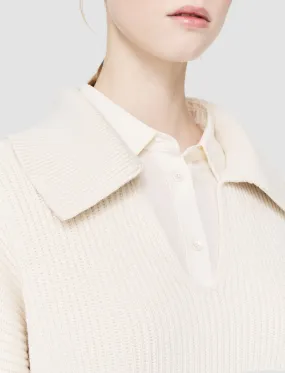 Urban Layer Subtle Details Light Cardigan Stitch Open Neck Jumper