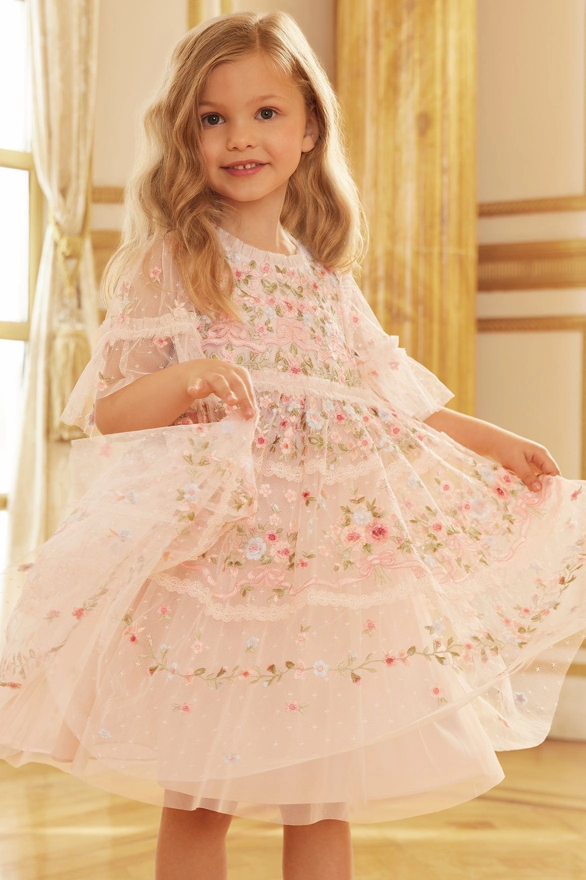 Lightweight pullover All Purpose Casual Cut Ribbon Bouquet Kids Dress