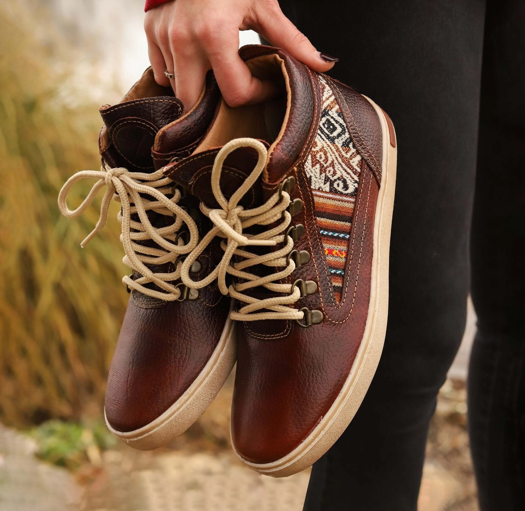 Brown Leather Camping Boot Weather Ready