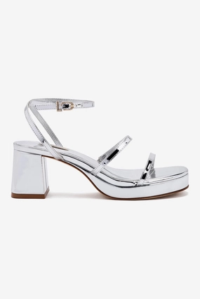 Gio Sandal In Silver Specchio Genuine Leather Upper