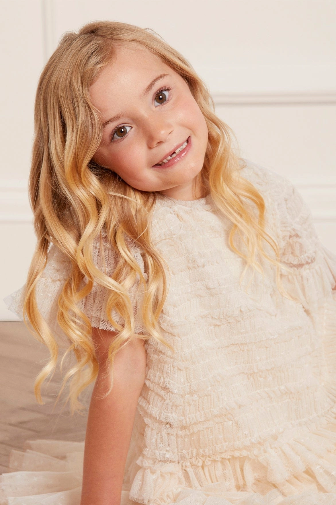 Interlock Weave Valentine Ruffle Kids Dress