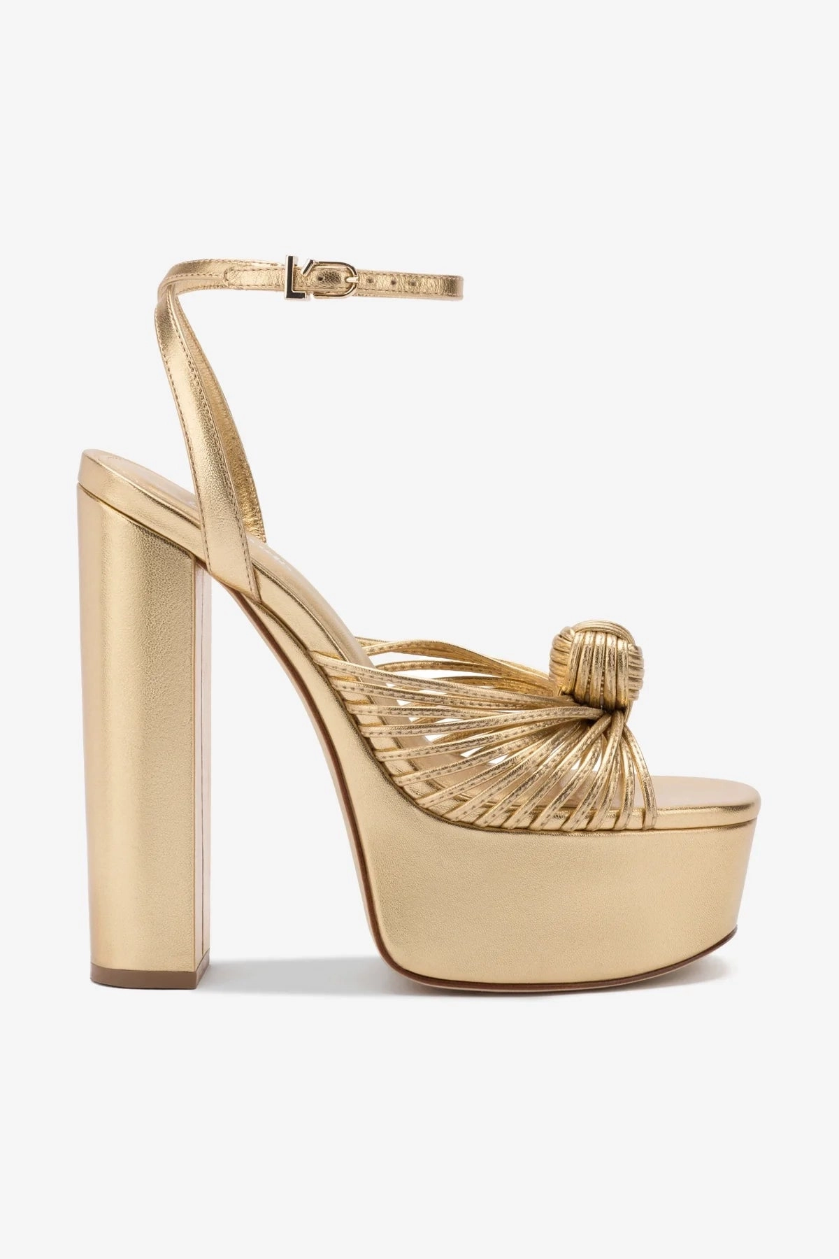 Comfort Tongue Energy Return Technology Valerie Platform Sandal In Gold Metallic Leather