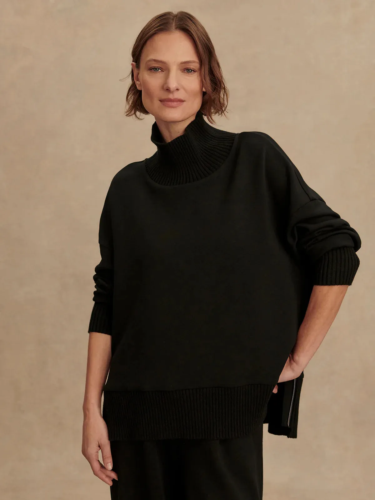 Compact TravelFriendly Design Built In Filter Layer Varley Barker High-Neck Sweat in Black