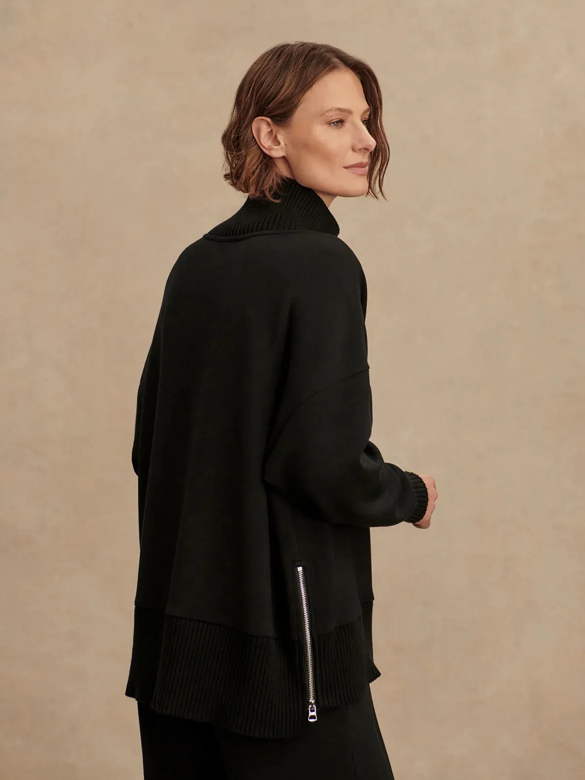 Varley Barker High-Neck Sweat in Black High Neckline Non Restrictive Collar