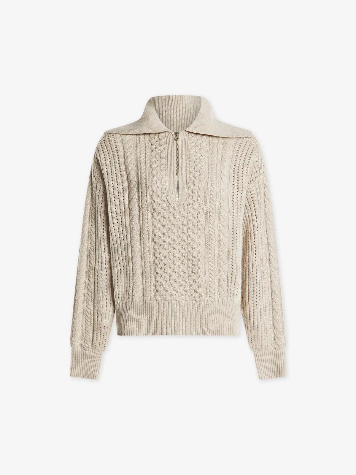 Varley Camello Cable Knit Sweater in Parchment Gym Wear FlexFoamInserts