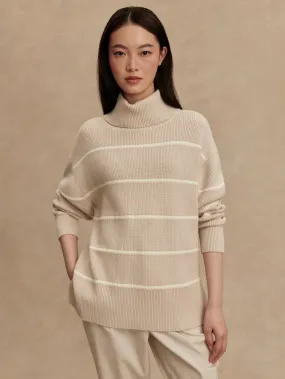 Midweight Four Way Stretch Comfortable Layer Varley Hamish Stitch Knit Sweater in Silver Birch