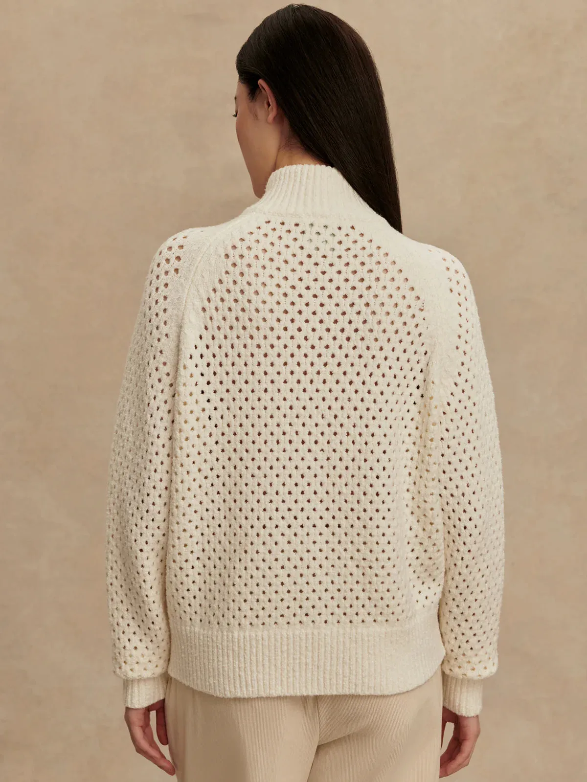 Varley Mandy Boucl Knit Jacket in Coconut Milk FrayResistant Fabric Interlock Weave