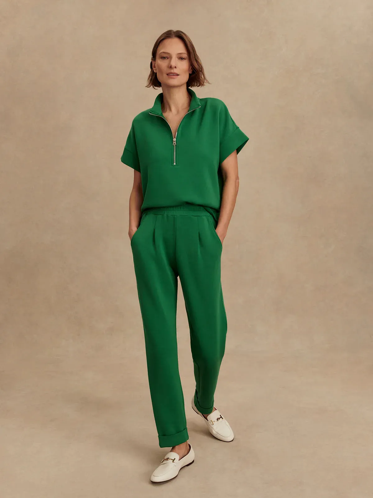 Varley Ritchie Short Sleeve Sweat in Verdant Green Low Impact Manufacturing