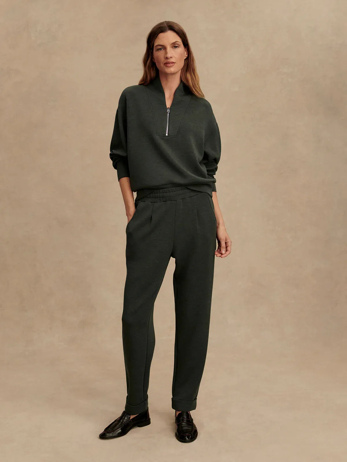 Simple Pullover AbrasionResistant Varley The Rolled Cuff Pant 25" in Olive Marl