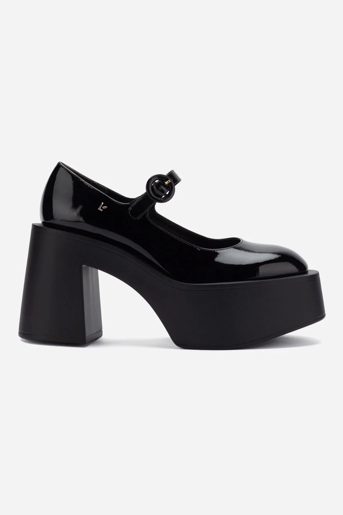 Night Glow Gloss Mood Olivia Platform Pump In Black Patent Leather