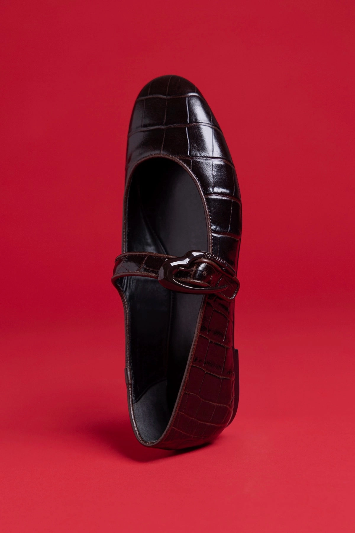 Wide Base All Day Comfort Fit Verona Ballet Flat In Croco Brown Leather