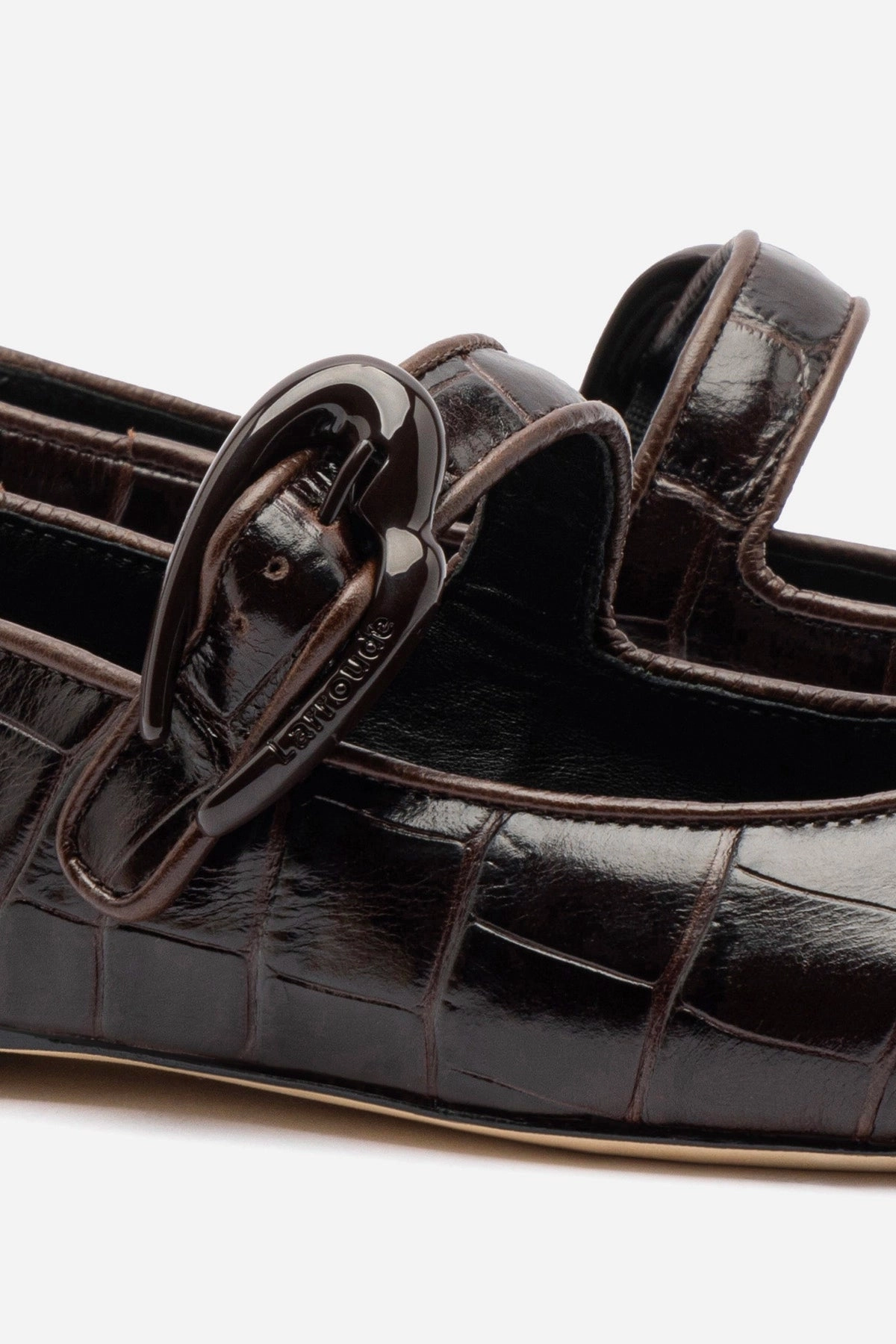 zipper Corner Style Verona Ballet Flat In Croco Brown Leather