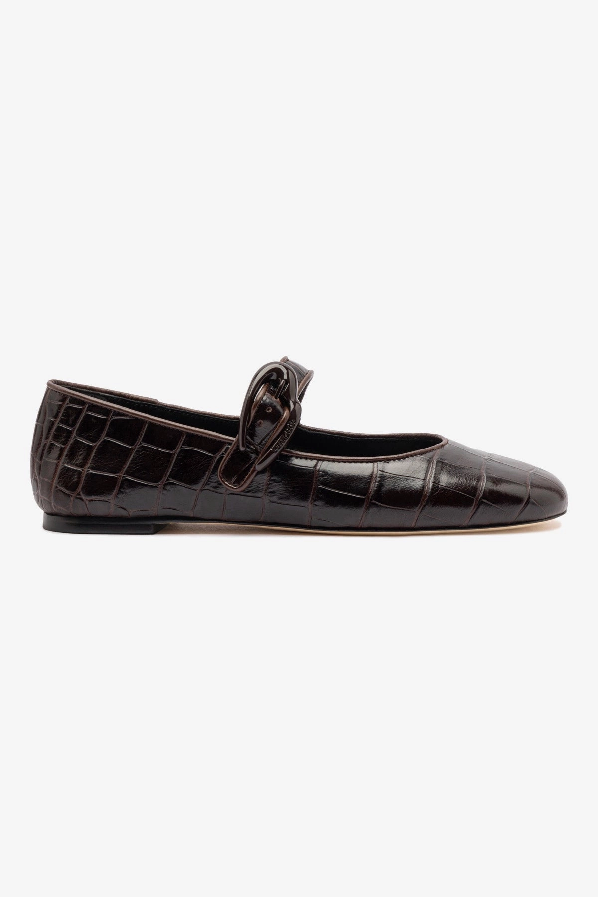 Verona Ballet Flat In Croco Brown Leather Stretchable Material