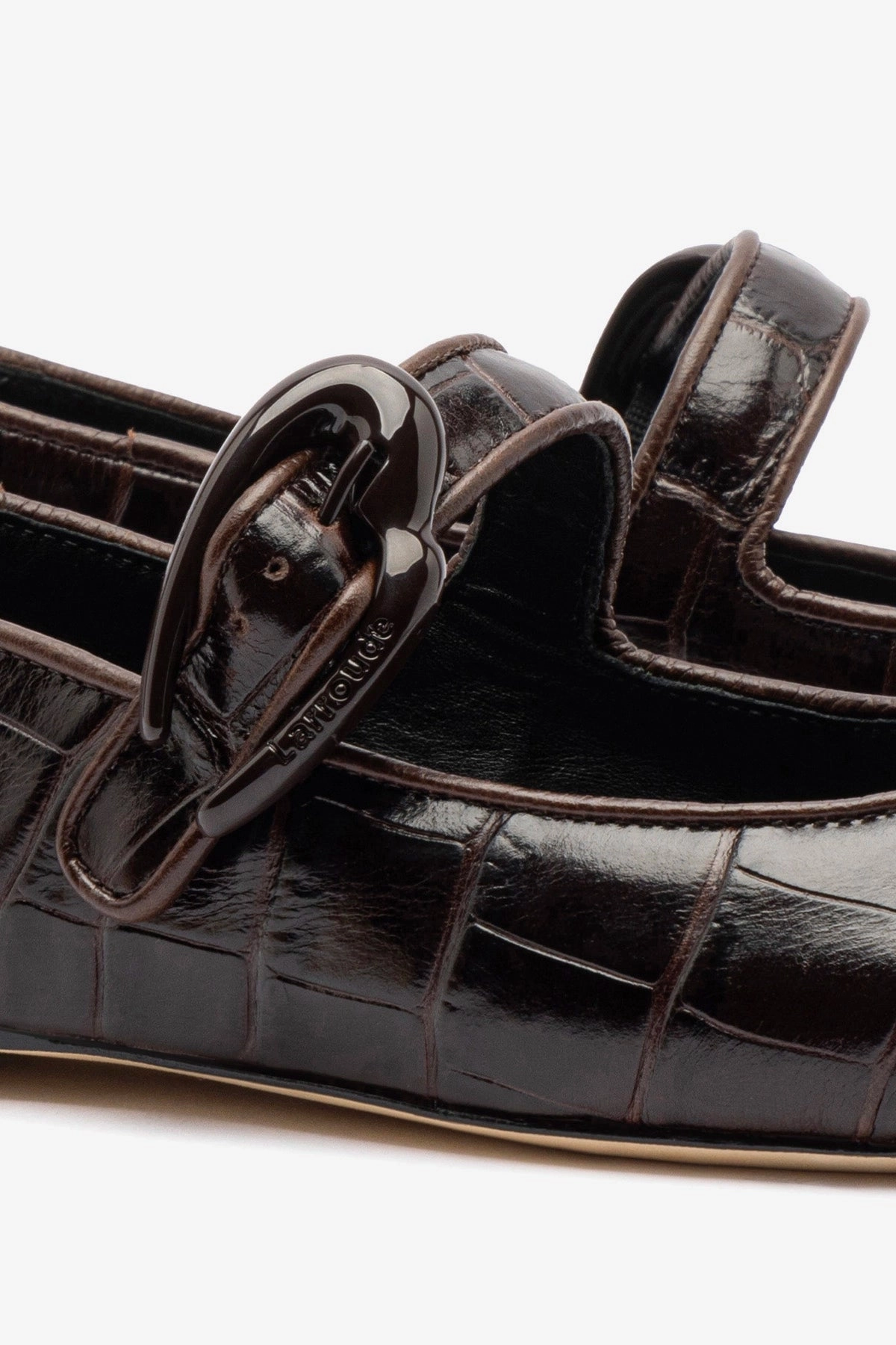 Shockproof Elegant Mood Verona Ballet Flat In Croco Brown Leather