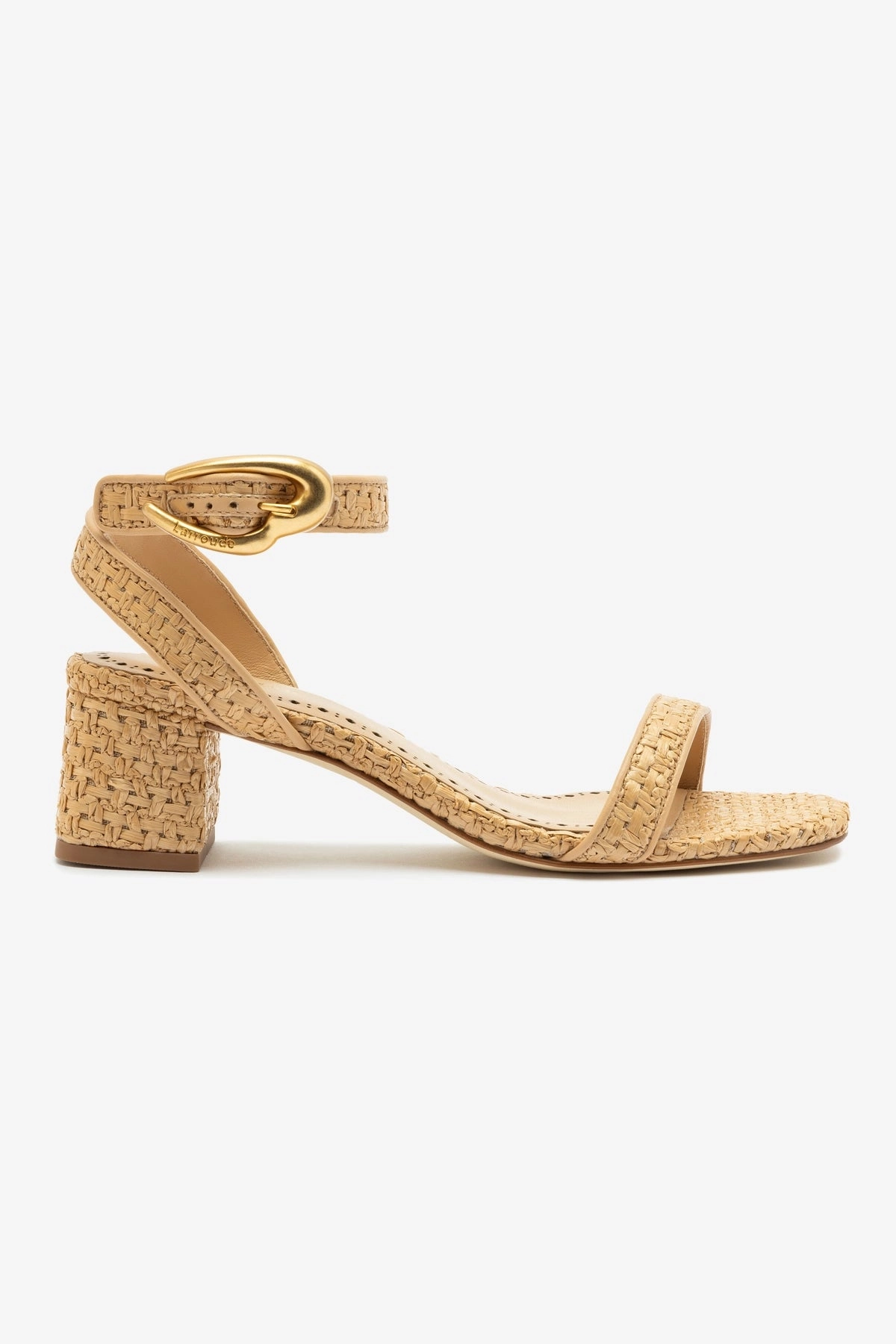 Korean Trend Verona Block Sandal In Beige Leather and Natural Raffia