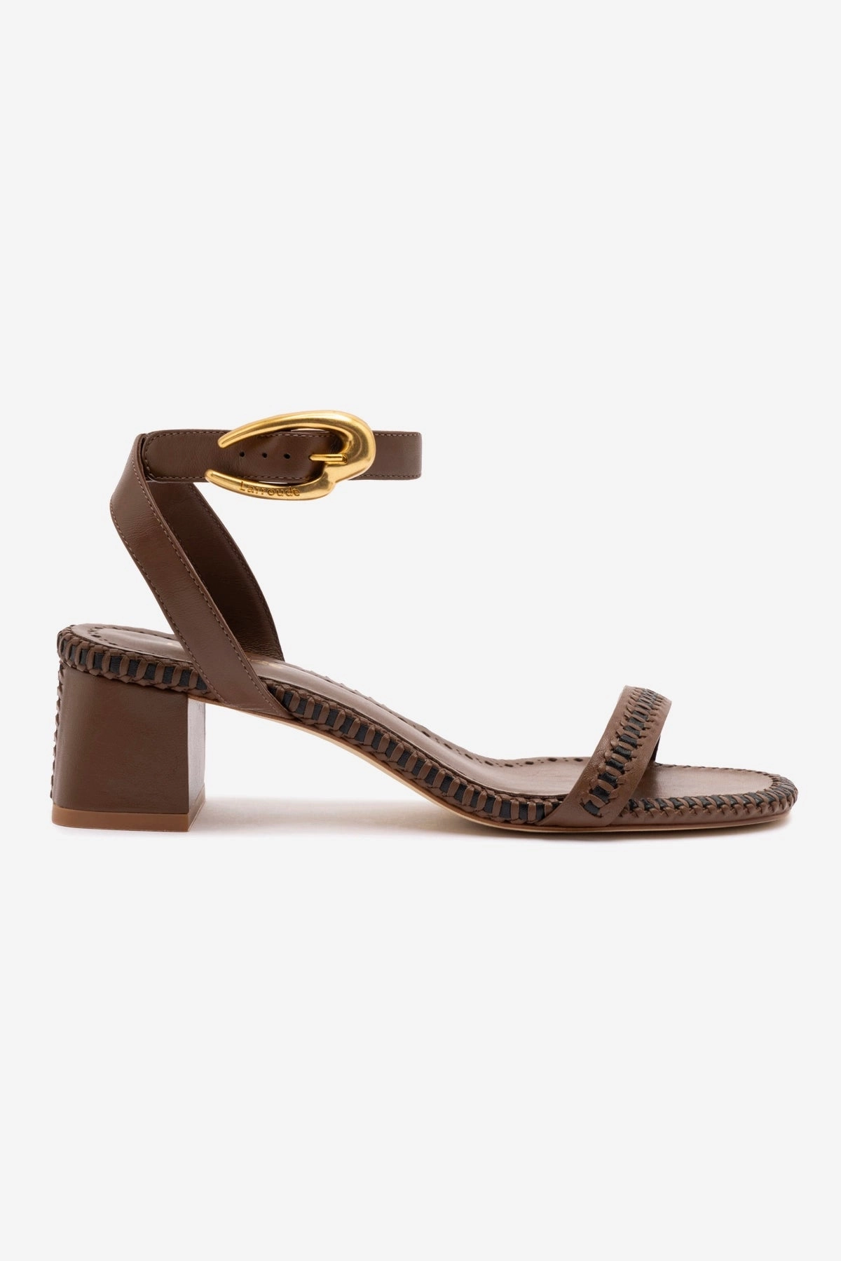 Verona Block Sandal In Burnt Umber Leather Non Slip Tread Pattern Padded collar