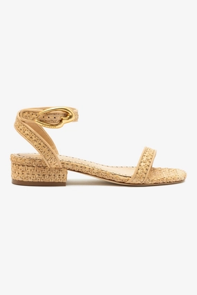 Verona Flat Sandal In Beige Leather and Natural Raffia Quick Drying Weekend Errands Slip Resistant Modern Commuters